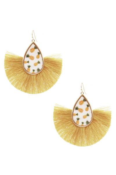 Teardrop Pineapple Tassel Dangle Earring