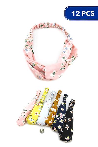 Modern Floral Hair Headband (12 Units)