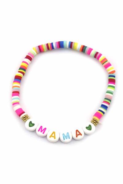 Rubber Disc Bead Mama Mother`s Day Bracelet