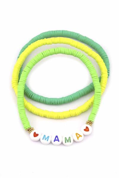 Rubber Disc Bead Mama Mother`S Day Bracelet