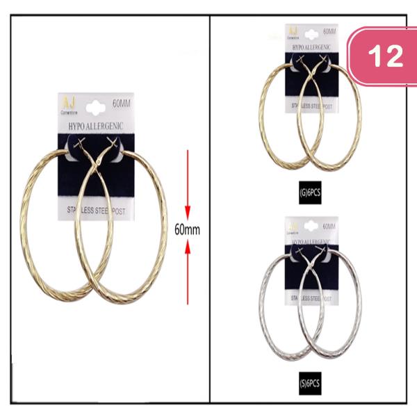 Smooth Design Hoop 60mm Earring (12 Units)