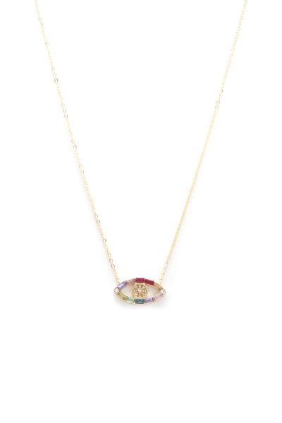 EYE RHINESTONE CHARM NECKLACE