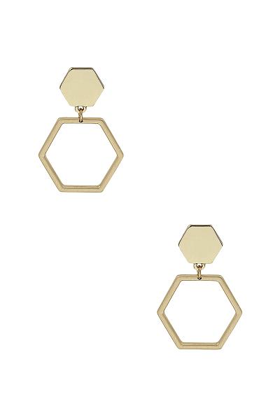 Metal Hexagon Shape Earring