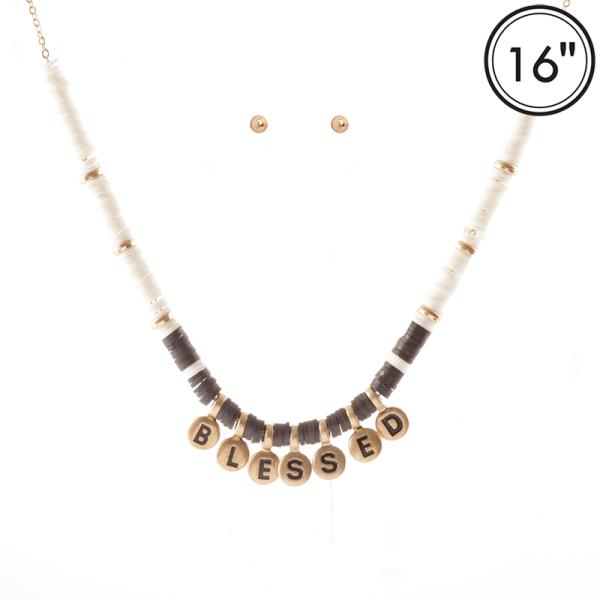 Rubber Disc Blessed Pendant Necklace Earring Set