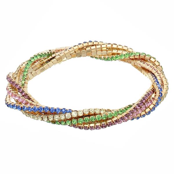 TWISTED PAVE LINE RHINESTONE STRETCH BRACELET