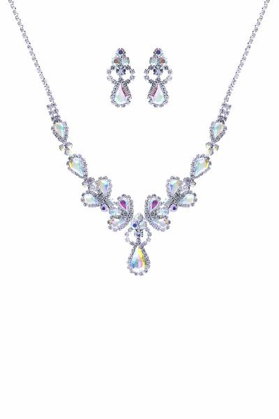 Bridal Statement Rhinestone Necklace Earring Set