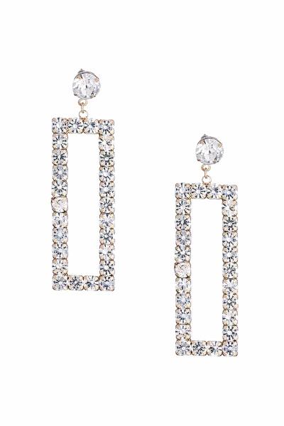 Rhinestone Rectangle Dangle Earring