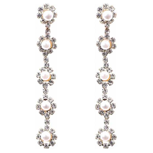 Rhinestone Pearl Drop Earring