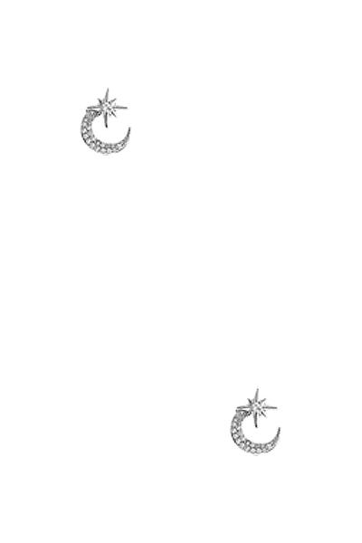 Crystal Moon and Star Stud Earring