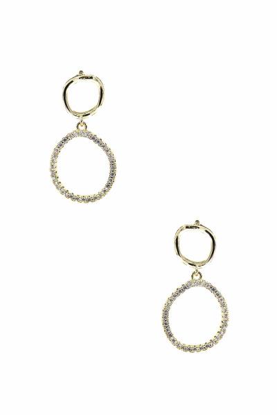 Metal Round Rhinestone Dangle Earring