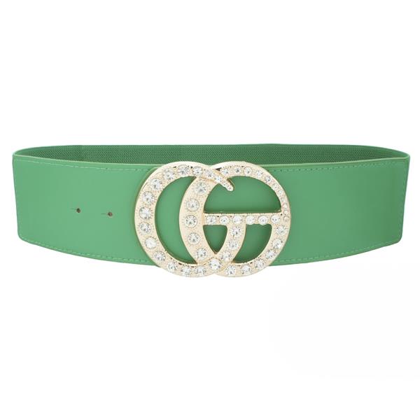 PLUS SIZE RHINESTONE PAVE GO BUCKLE ELASTIC BELT