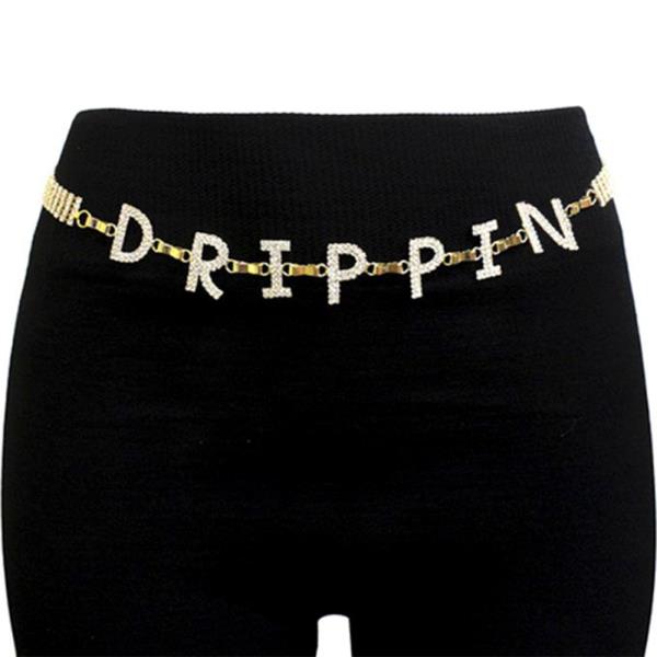 RHINESTONE DRIPPIN INITIAL CHAIN BELT