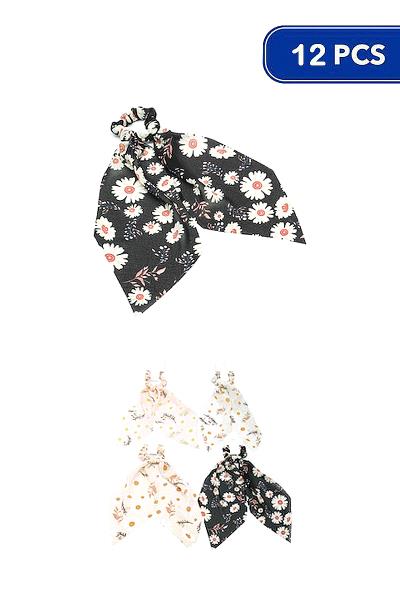 Floral Print Scarf Scrunchie (12 Units)