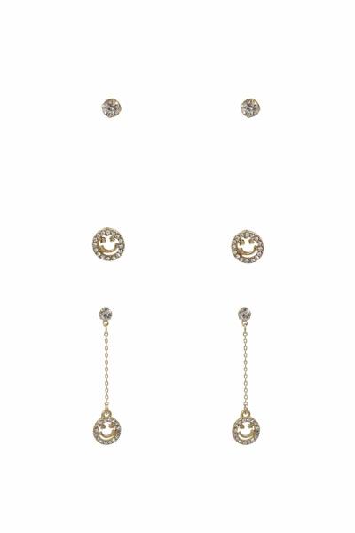 SMILE STUD EARRING 3 PAIR SET