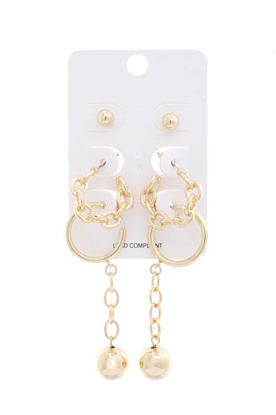 Oval Link Metal Earring Set