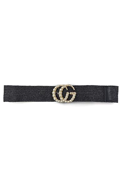 STRETCH STRAW PEARL BUCKLE BELT
