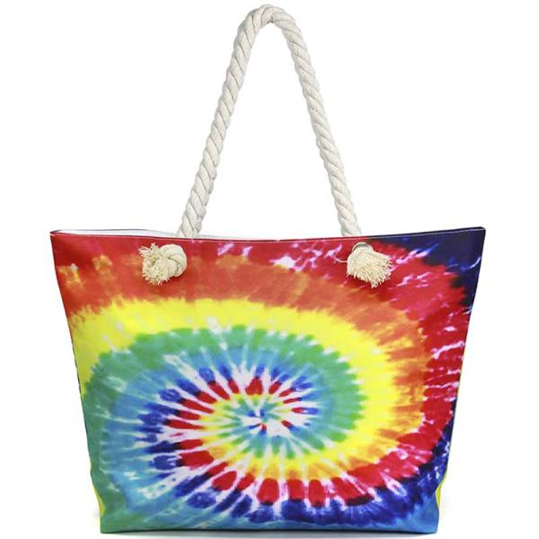 FASHION RAINBOW SWIRL PRINT BEACH BAG