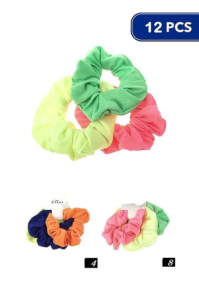 Triple Hair Scrunches (3 Pairs) Set (12 Units)