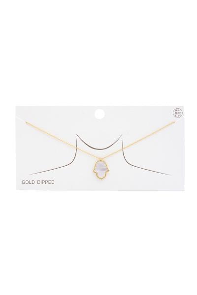 HAMSA HAND FRESH WATER PEARL GOLD DIPPED NECKLACE