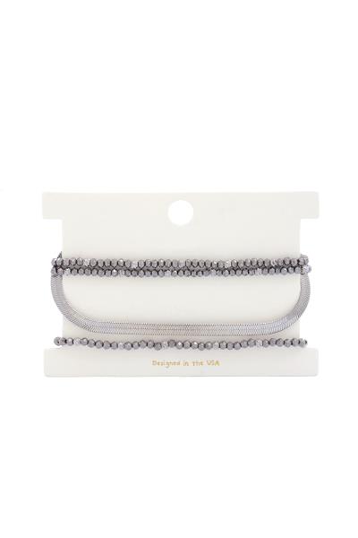 Beaded Flat Snake Link Bracelet Set