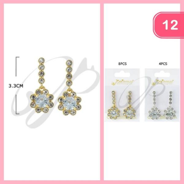 Rhinestone Flower Dangle Earring (12 Units)