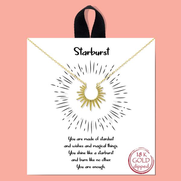 18K GOLD RHODIUM DIPPED STARBURST PENDANT NECKLACE