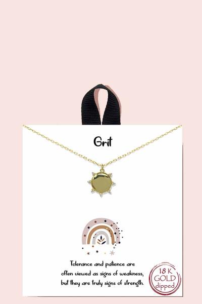 18K Gold Rhodium Dipped Grit Pendant Necklace