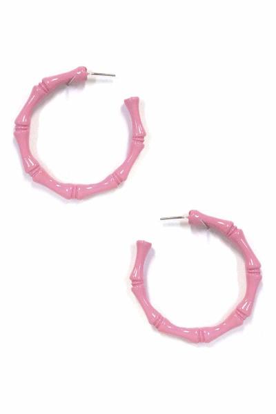METAL PAINTED BAMBOO HOOP EARRING