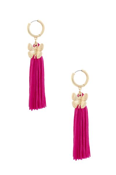 Butterfly Charm Tassel Drop Earring