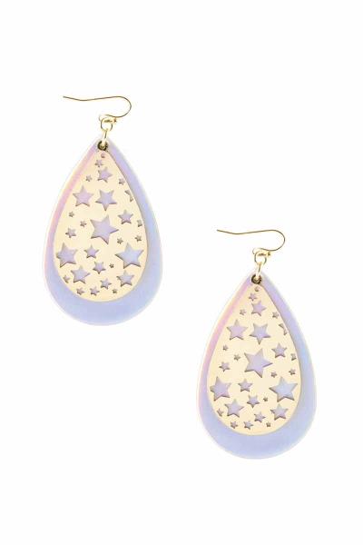 Metal Star Hologram Teardrop Dangle Earring
