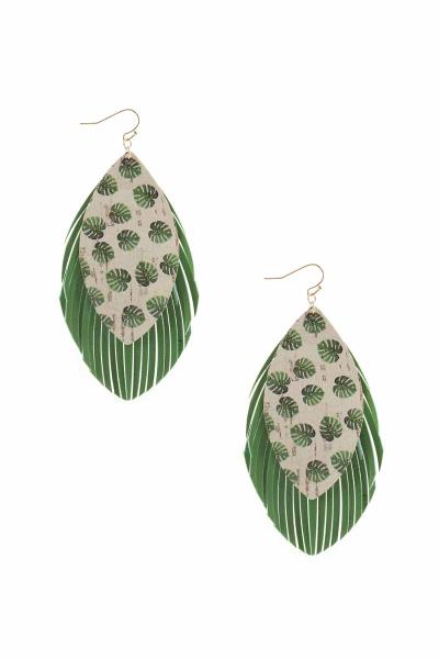 Leather Leaves Dangle Earring