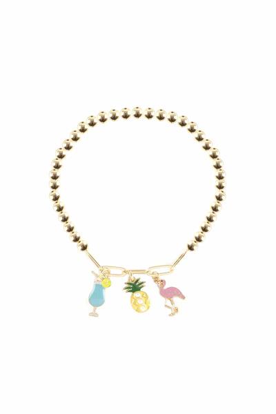 Metal Ball Chain Multi Charm Bracelet