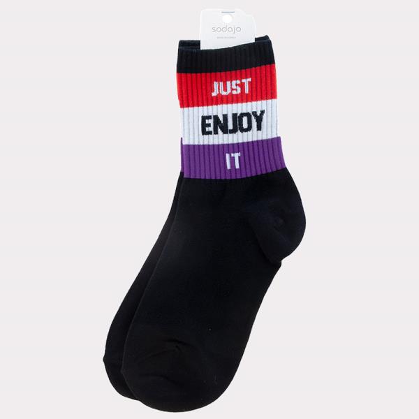 SODAJO Word Printed Stripe Socks