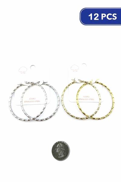 Metal Twist 50mm Hoop Earring (12 Units)