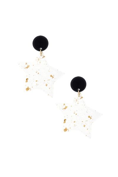 Clear Gold Flake Star Post Drop Earring