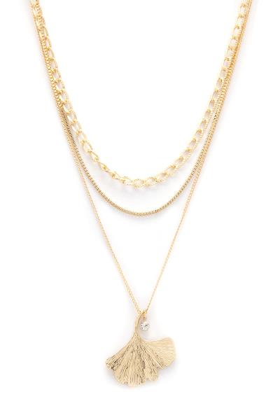 LEAF PENDANT LAYERED NECKLACE