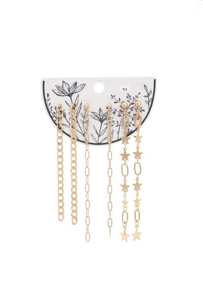 Curb Link Metal Earring Set