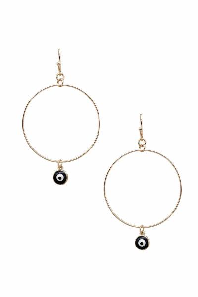 Metal Round Evil Eye Dangle Earring
