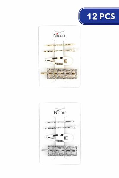 Rhinestone Sexy Hair Pin 4 Pc Set (12 Units)