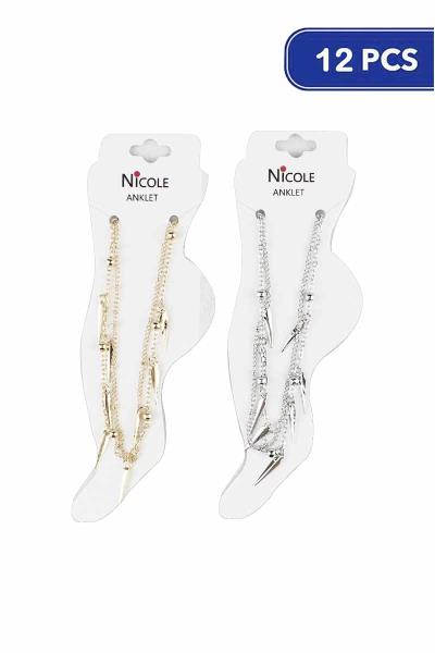 Metal Layered Chain Anklet (12 Units)