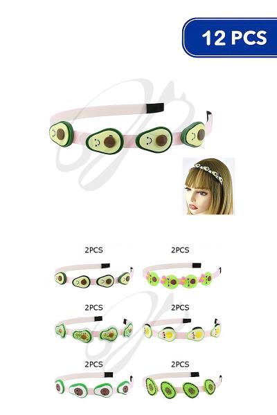 Multi Cute Avocado Hair Headband (12 Units)