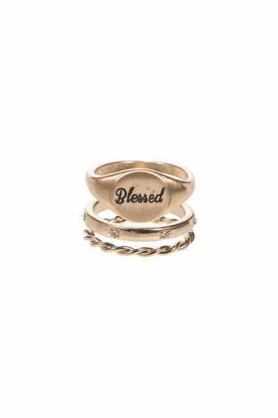 Metal Letter Ring 3 PC Set