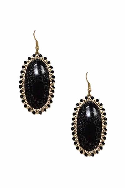 WESTERN STYLE MARBLING STONE DANGLE EARRING