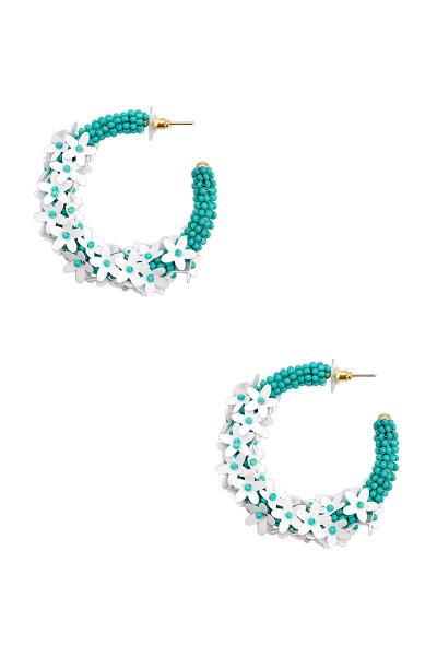 Bead Floral Open Circle Earring