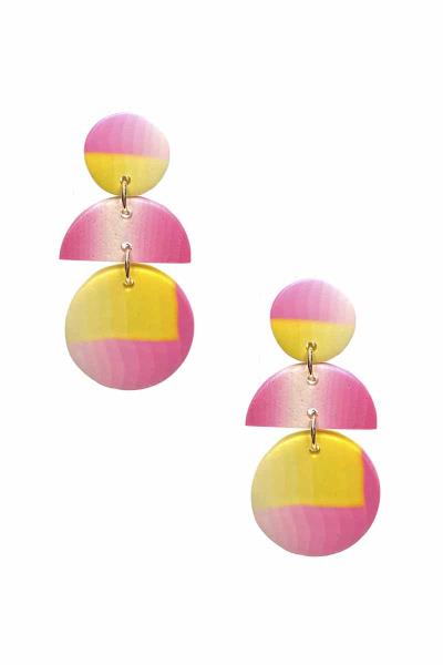 Clay Round Half Moon Dangle Earring