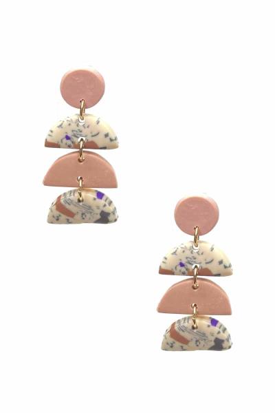 Clay Round Half Moon Drop Earring