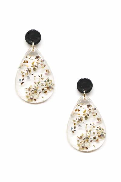 Flake Resin Teardrop Dangle Earring