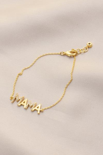Mama Rhinestone Metal Bracelet
