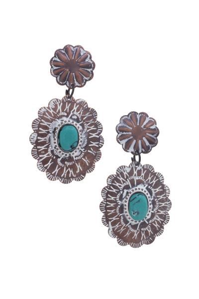 Western Double Flower Drop Earring