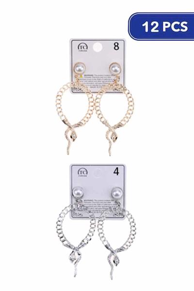Pearl Chain Snake Dangle Earring (12 Unit)